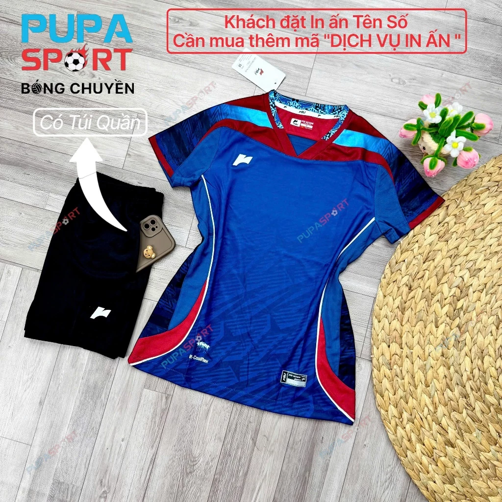 RIKI - [CHÍNH HÃNG-PupaSport] BST Quần Áo Bóng Chuyền VIETSOUL V - Màu Xanh Cổ Vịt ,Bóng Chuyền Nam Nữ Chính Hãng