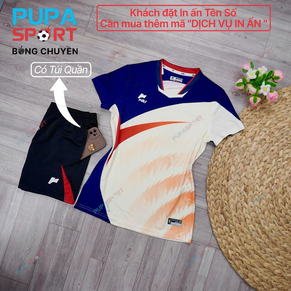 RIKI - [CHÍNH HÃNG-PupaSport] BST Quần Áo Bóng Chuyền SWAY - Màu Kem ,Bóng Chuyền Nam Nữ Chính Hãng