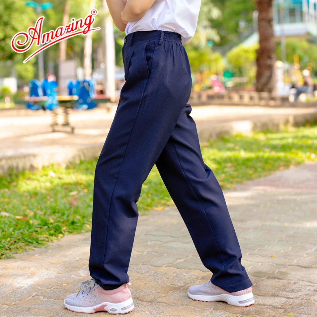 Quần dài lưng chun học sinh Amazing, phong cách Baggy, Unisex, dây kéo trước, 2 ly, size đến 150kg