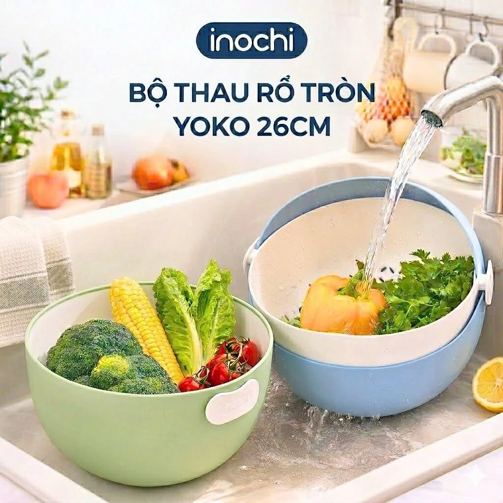BỘ THAU RỔ INOCHI YOKO 26CM – 2IN1 TIỆN LỢI, KHÔNG THỂ THIẾU TRONG BẾP