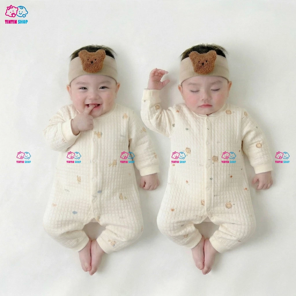 Bodysuit liền thân trần bông cho bé trai bé gái sơ sinh 0-18 tháng Áo liền quần trẻ sơ sinh SLTB19