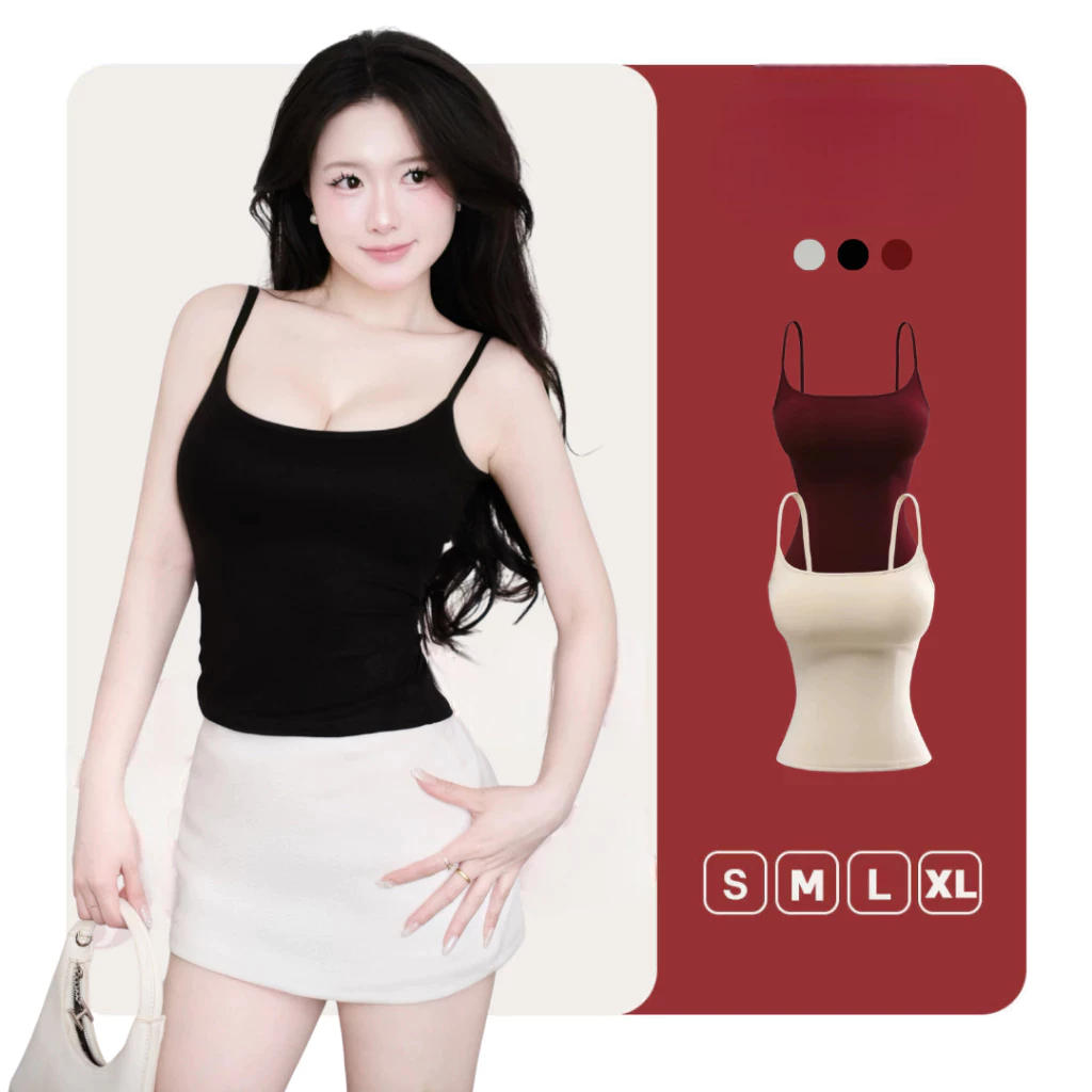 [Peinn] ( ÁO 2 LỚP không mút ) Áo Hai Dây Nữ Basic Ôm Body Chất Cotton Lông Mịn Tôn Dáng JUSTDUN 103