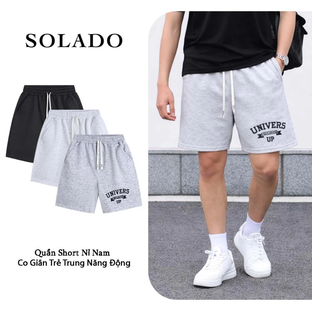 Quần Short Nam SOLADO Vải Nỉ 2 Da Co Giãn 4 Chiều Thoải Mái Thoáng Mát QS17