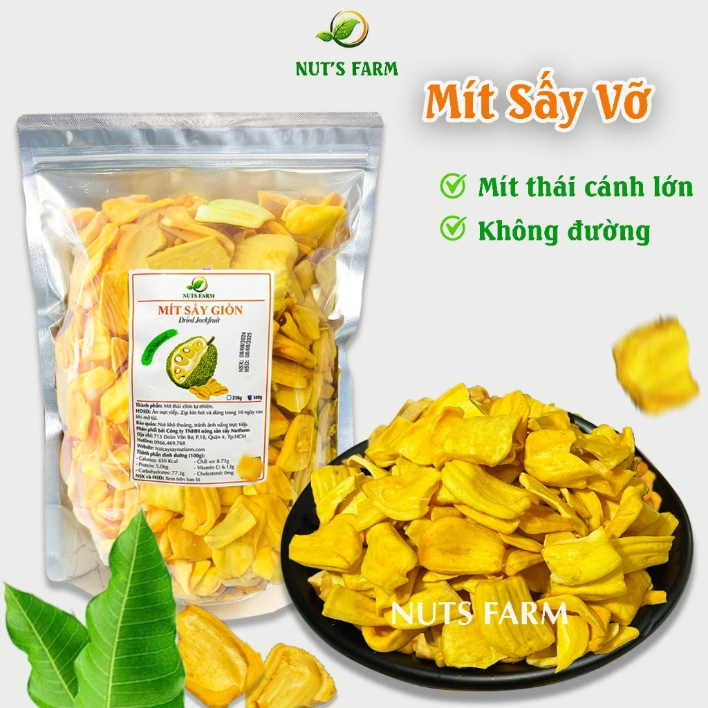 Mít sấy VỠ Nut Farm 500g, mít thái, không vụn cám