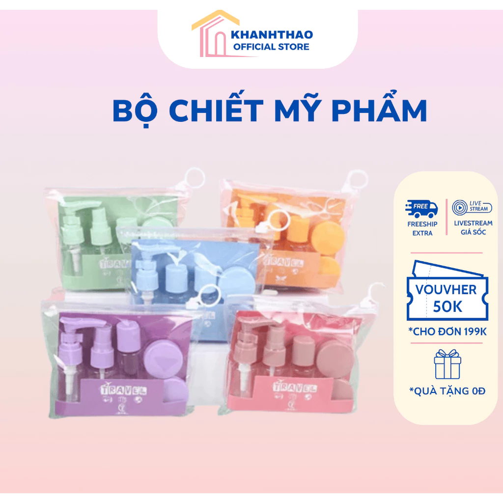Bộ Chiết Mỹ Phẩm Du Lịch 7 Món – Nhỏ Gọn, Tiện Lợi Mang Đi, Set Chiết Đồ Cá Nhân Cao Cấp (Mẫu Mới)