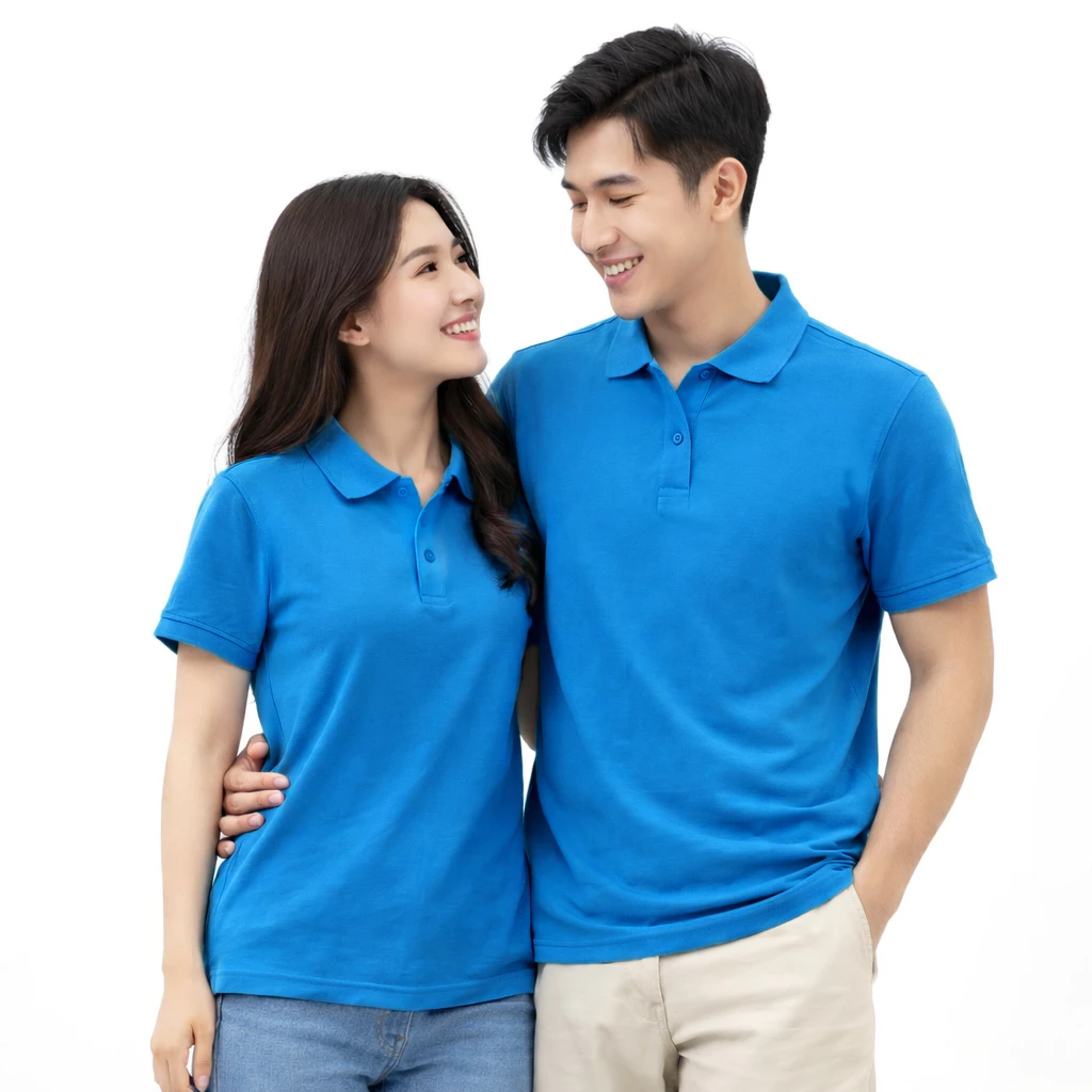Áo Polo Cá Sấu Cổ Bẻ ANDROMEDA Màu Xanh Ya Đậm Vải Dày Không Xù Lông Phom Xuông Đồng Phục Nam Nữ