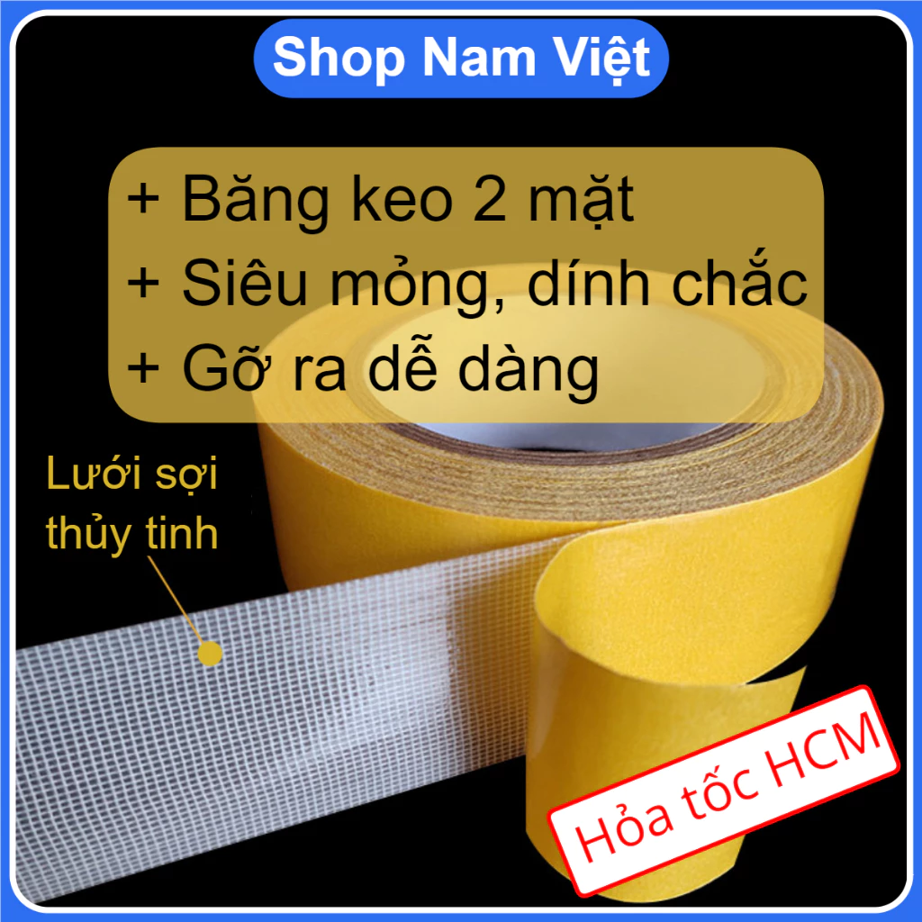 Băng Keo 2 Mặt Sợi Thủy Tinh Cường Lực Dán Thảm Trải Sàn, Keo Chống Nước, Không Để Vết Keo