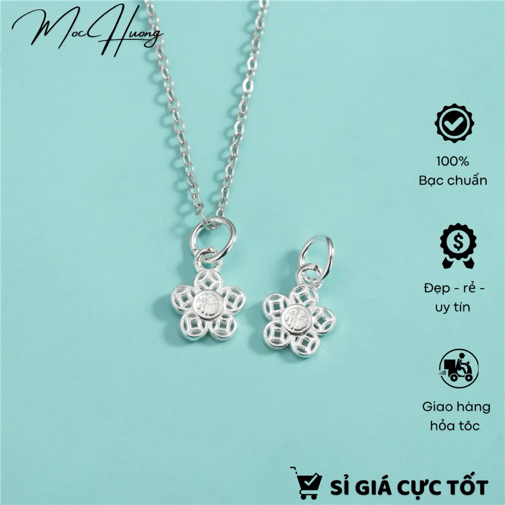 [S925] Charm bạc bông hoa kim tiền chữ Phúc - TH224 MOCHUONGJEWELRY