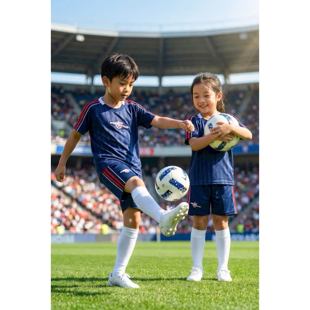 Bộ Quần Áo Đá Banh Arsenall Xanh Đen Trẻ Em (Nhận In Tên Số) Thun Mè Cao Cấp Logo Thêu Kids Top Sport