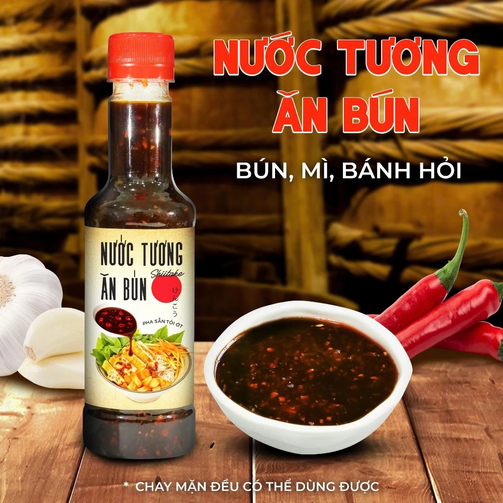 Nước Tương Pha Sẵn Tỏi Ớt Ăn Liền Shiitake 270g Ăn Bún Rất Ngon - Nguyên Liệu Tươi Thơm Ngon Đặc Biệt Làng Chài Xưa