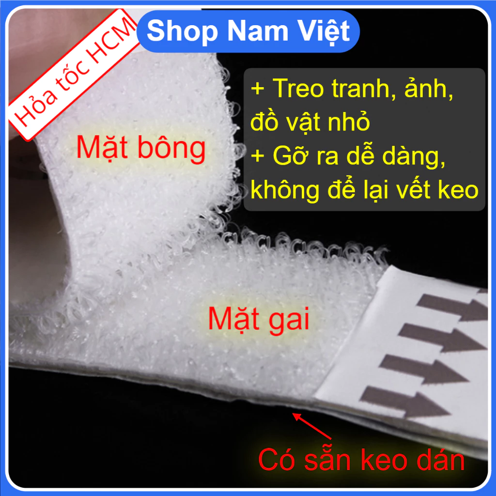 Miếng Dán Velcro Treo Đồ, Treo Tranh Siêu Dính, Miếng Dán Băng Gai, Tháo Gỡ Không Để Vết Keo