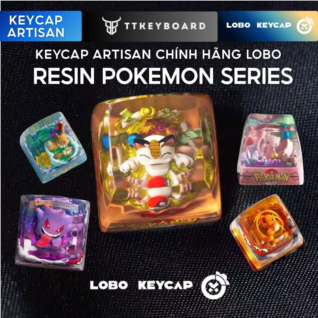 [Hỏa Tốc] Keycap Artisan Resin Pokemon Săn Thú PKM Series Chính Hãng Lobo 1u Trang Trí Bàn Phím Cơ