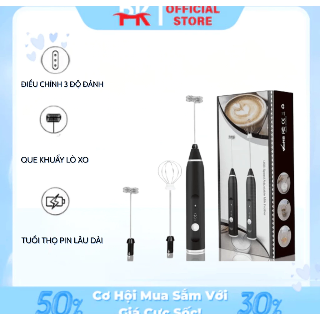 Máy Tạo Bọt Cà Phê DIDOOGLT – Đánh Trứng Mini 3 Tốc Độ, Sạc USB, Nhỏ Gọn, Dễ Dùng