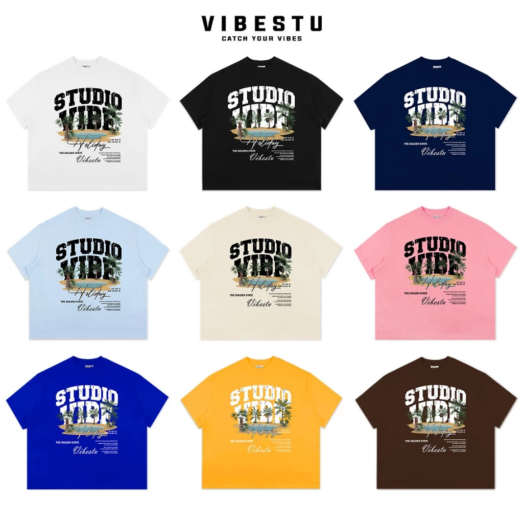 Áo Thun Local Brand VIBESTU " Đảo Cọ " Form Big Boxy Unisex 250Gsm Cotton