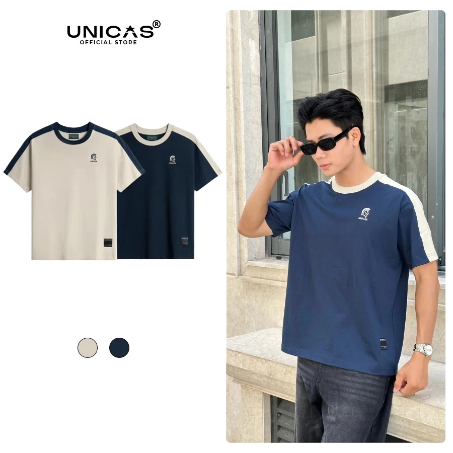 Áo Thun Unisex UNICAS Thiết Kế Tay Raglan Logo Thêu Form Oversized 100% Cotton Phù Hợp Mọi Outfit