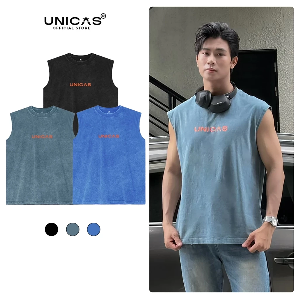 Áo Wash Tanktop UNICAS Form Slim Chất Vải 100% Cotton Thoáng Mát Phù Hợp Chơi Thể Thao Mặc Hằng Ngày