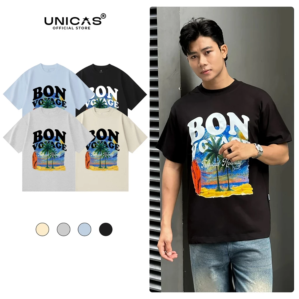 Áo Thun Unisex UNICAS BON VOYAGE Form Oversized Summer Vibe Cho Hội Nhóm Gia Đình Cặp Đôi