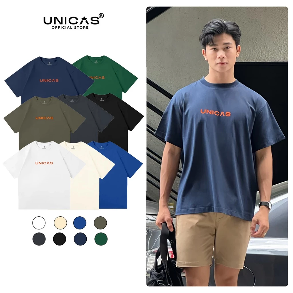 Áo Thun Unisex UNICAS Form Boxy 100% Cotton Phong Cách Street Vibe Che Khuyết Điểm Không Kén Dáng