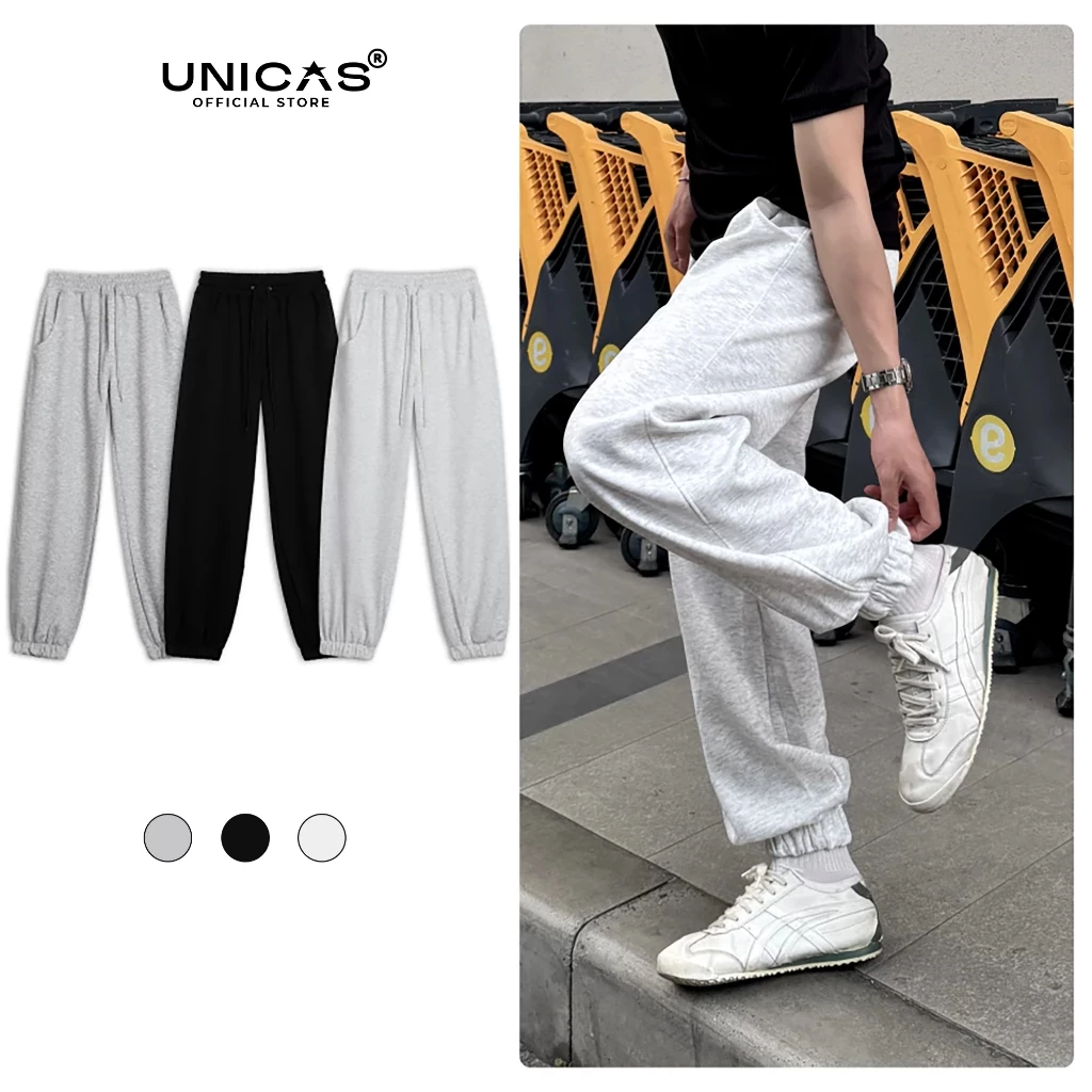 Quần Dài Jogger Nỉ Trơn Form Ống Suông Bo Gấu Che Khuyết Điểm Style Basic Thu Đông Thời Thượng