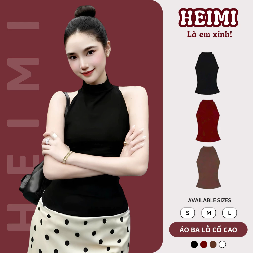 Áo Ba Lỗ Cổ Cao Ôm Body Chất Thun Cotton Mịn Mát Co Giãn HEIMI