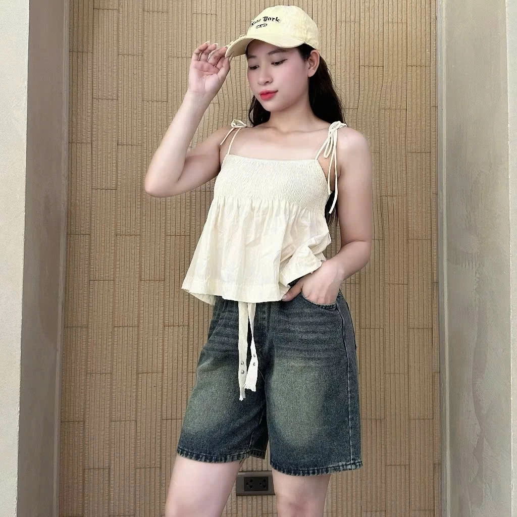 [ẢNH THẬT] Quần Short Bò Cạp Chun Chất Jean Mềm Mại Chuẩn Dáng Đứng Form Trên Gối
