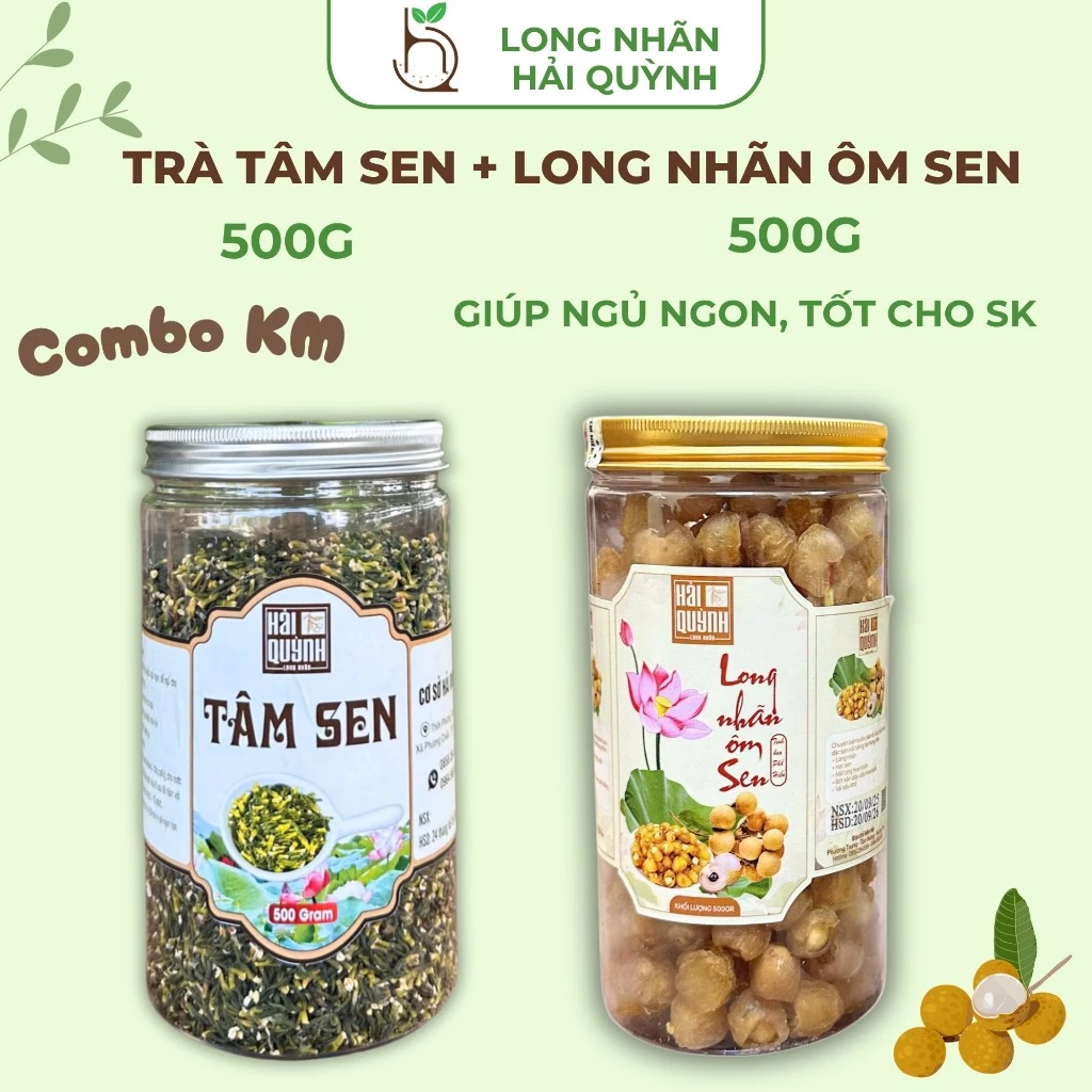 Set Gồm Trà Tâm Sen Và Long Nhãn Ôm Sen Ăn Vặt kết hợp Pha Trà Giúp Ngủ Ngon