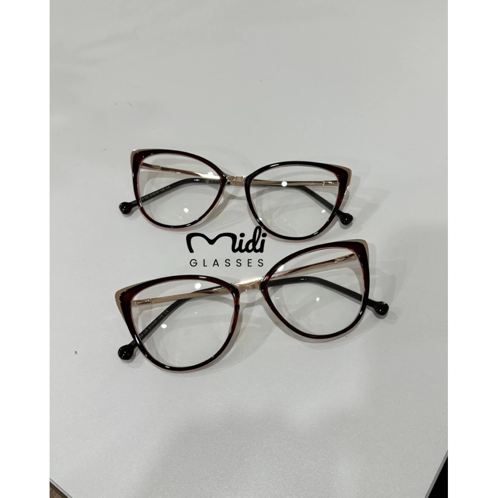[THANH LÝ] Kính mắt mèo form hơi vuông Midiglasses chất liệu kim loại, càng kim loại (hàng lỗi nhẹ)