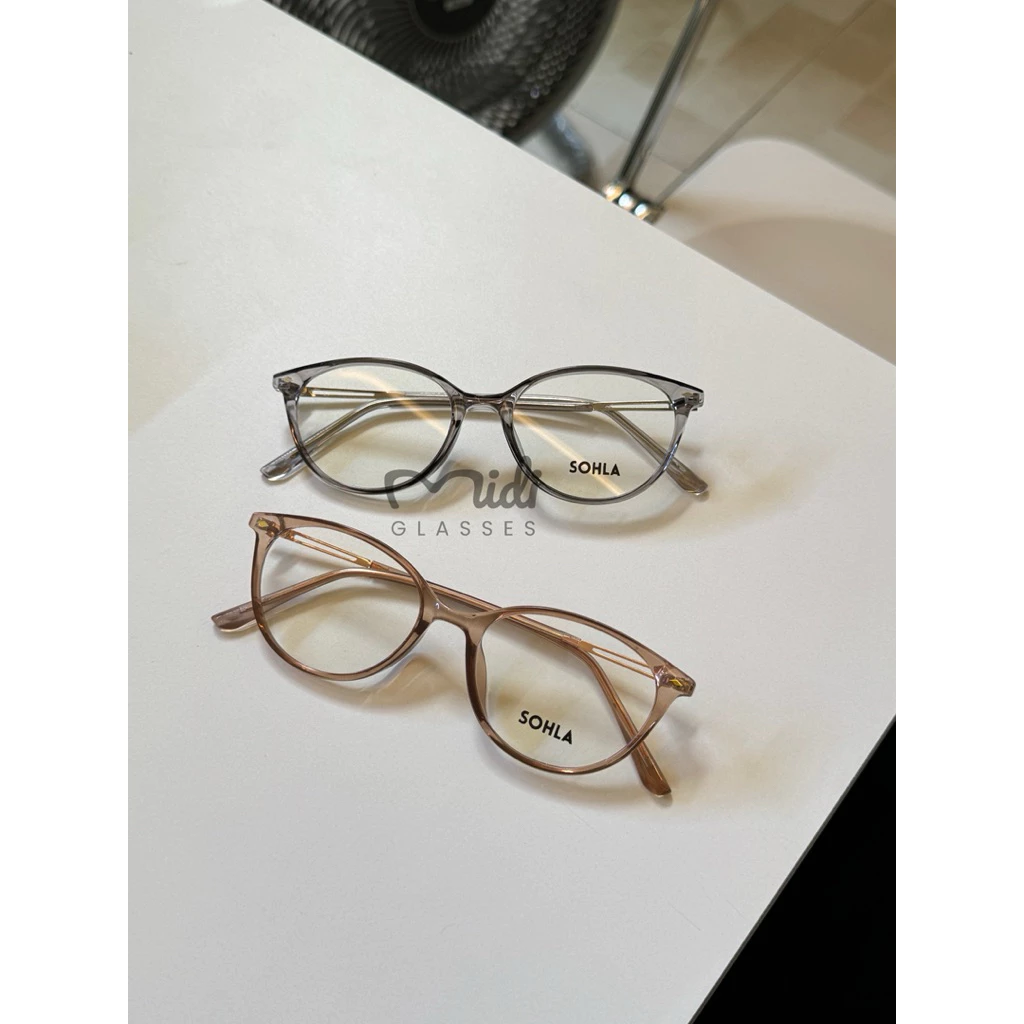 Kính mắt mèo Midiglasses chất liệu nhựa phối kim loại unisex form vừa Sohla (30351)