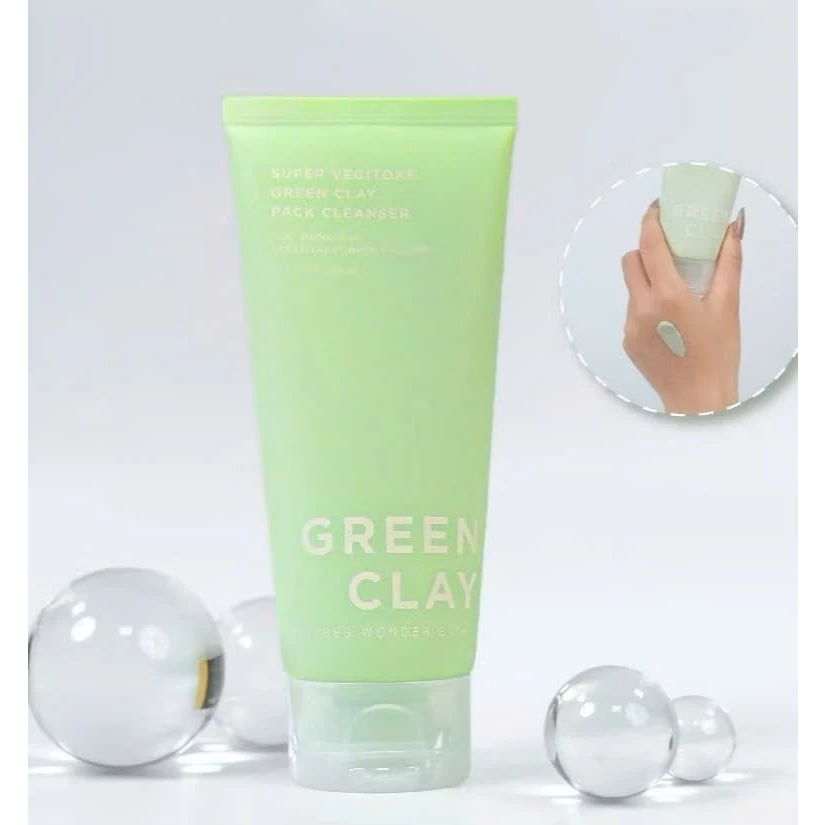 Sữa Rửa Mặt Đất Sét Wonder Bath Vegitoks Green Clay Pack Cleanser 130ml