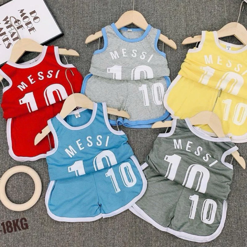 Combo  3 bộ đồ messi 3 lỗ cho bé trai từ 6-18kg chất cotton 4 chiều co giãn mềm mát