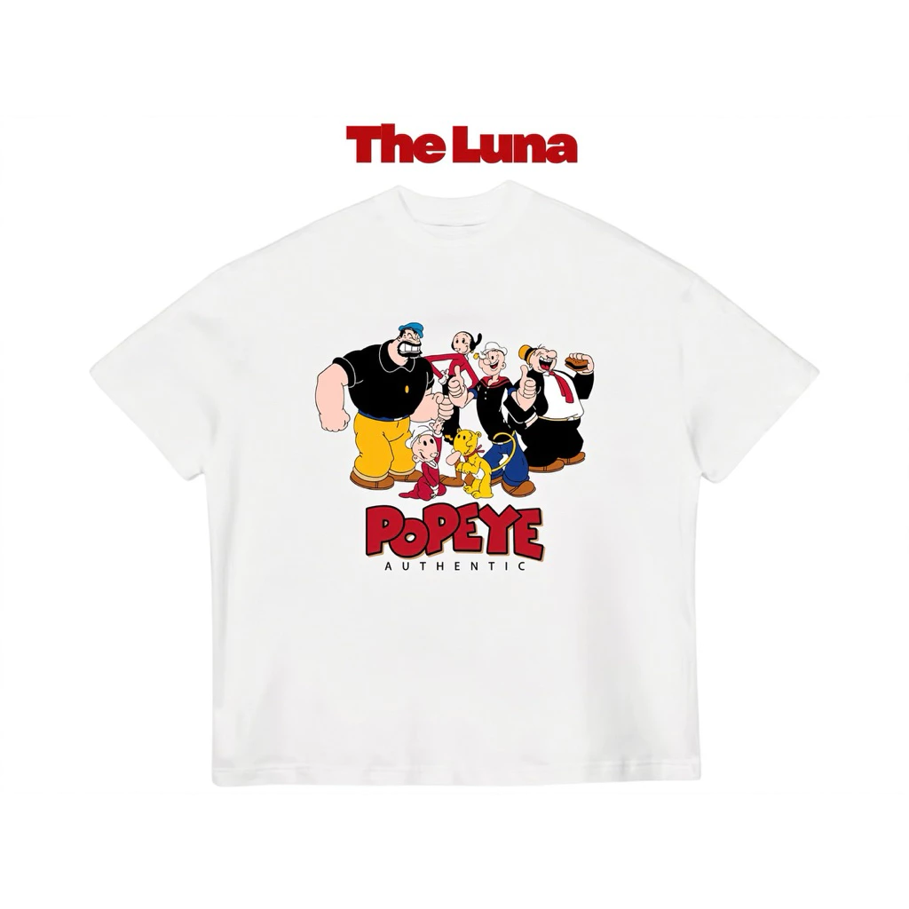 Áo Thun Boxy Nam Nữ Màu Trắng “POPEYE”  - The Luna