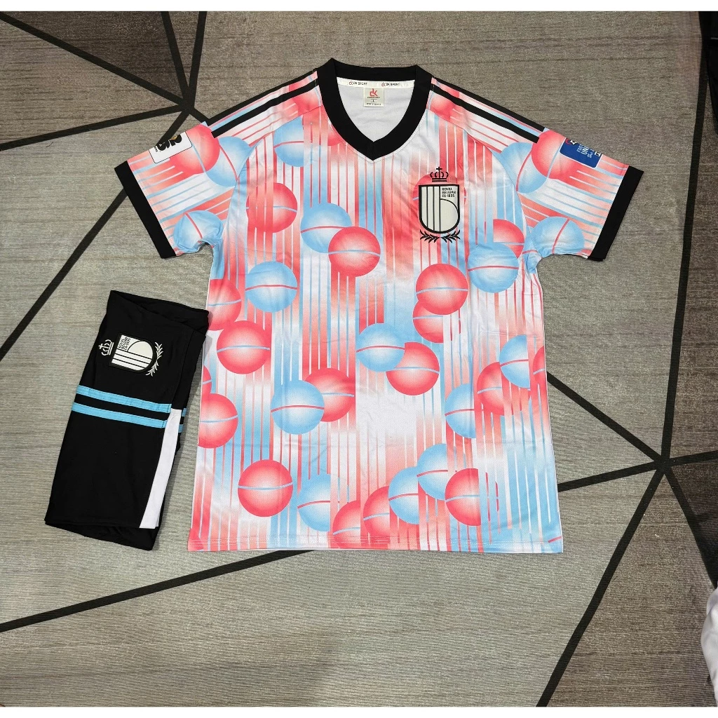 Bỉ Trắng 2026 Mè Kim Dk Sport (Có In Tên Số) Bộ Quần Áo Bóng Đá Cao Cấp Thoáng Mát Logo Thêu