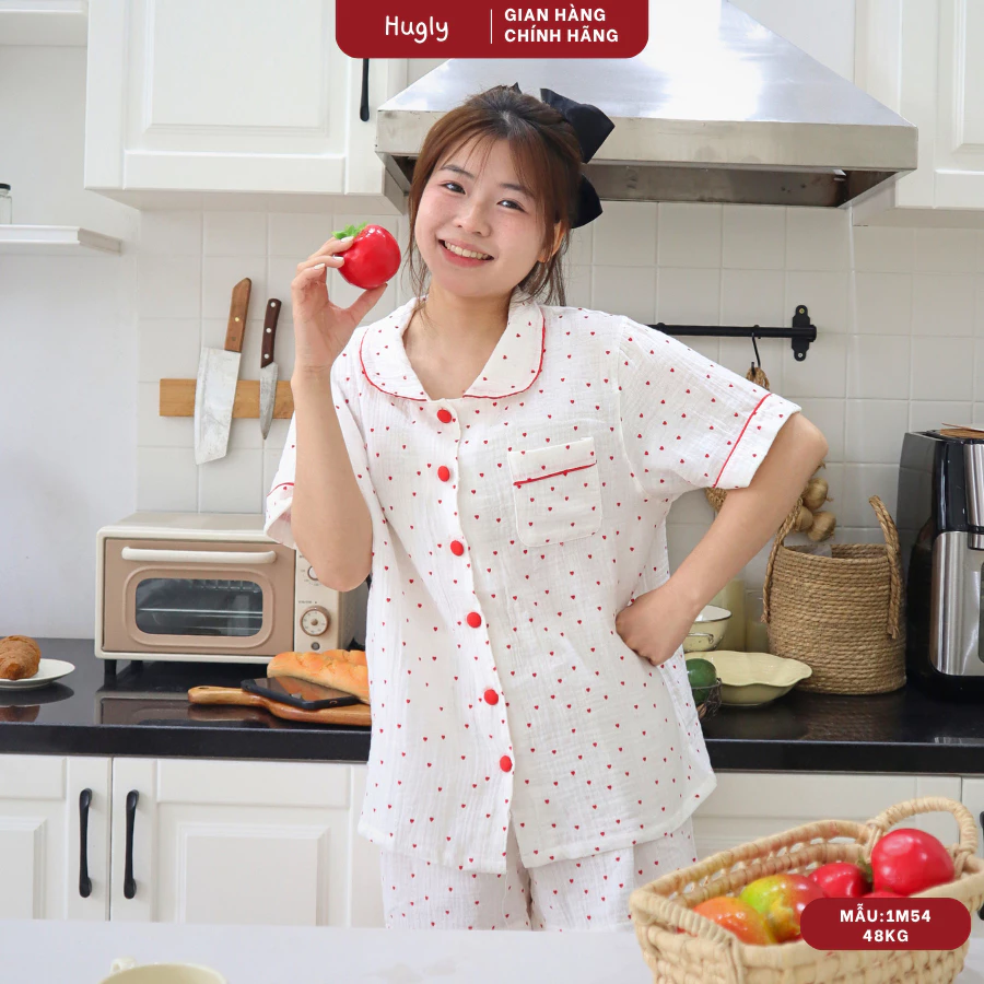 Đồ Ngủ Nữ Local Brand Xô Muslin Họa Tiết - BST Chấm Bi - Form Rộng Mát, Lành Tính Với Da, Mặc Ở Nhà Cực Xinh