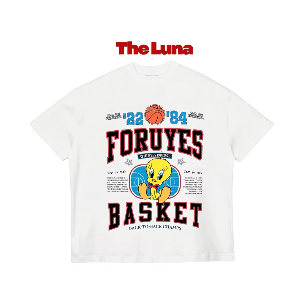 Áo Thun Boxy Nam Nữ Màu Trắng “FORUYES BASKET” - The Luna