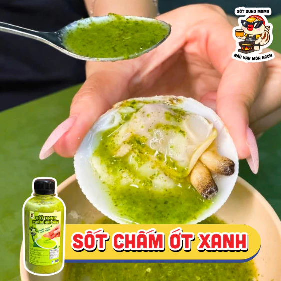 Sốt Ớt Xanh Đà Lạt Dung Mama dùng chấm trực tiếp, tẩm ướp hải sản thịt cá chấm rau củ, vị cay nhẹ