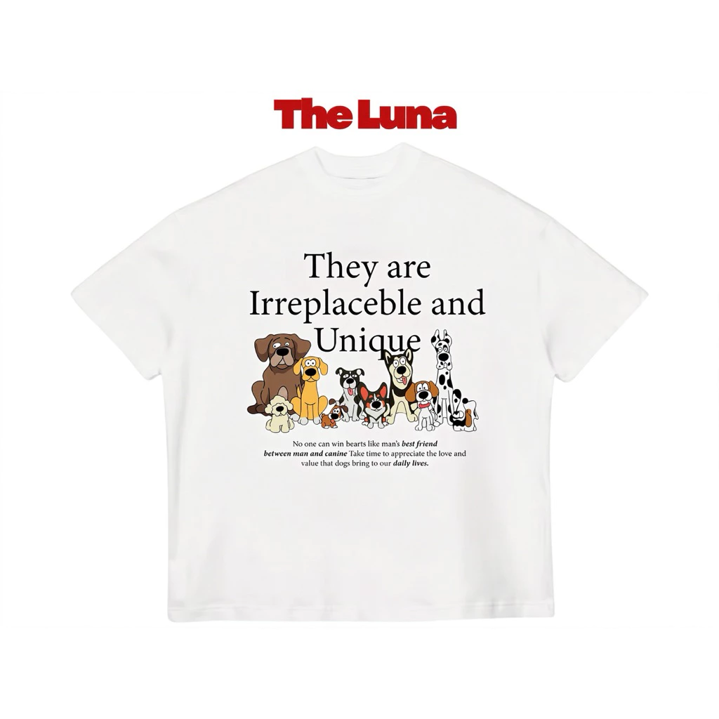 Áo Thun Boxy Nam Nữ Màu Trắng “Irreplaceable Paws” - The Luna