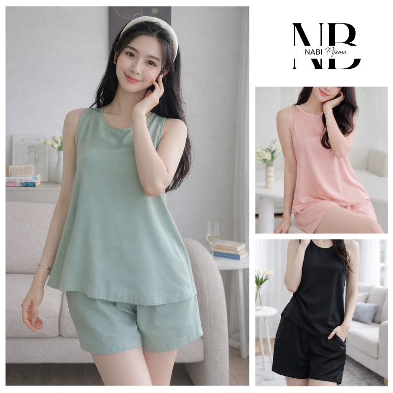 Bộ ba lỗ sát nách lụa cao cấp, dáng rộng xinh xắn, mặc ở nhà, dạo phố tiện lợi B14