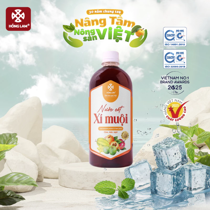 Nước cốt xí muội Hồng Lam chai 1000ml. Vị chua mặn ngọt
