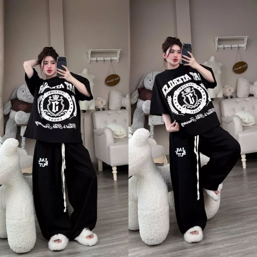 Set Bộ Áo Quần DAY ATERILER Vải Umi Mịn Form Rộng Thoải Mái Logo In Dày Đẹp Freesize Unisex Nam Nữ-Ảnh Thật