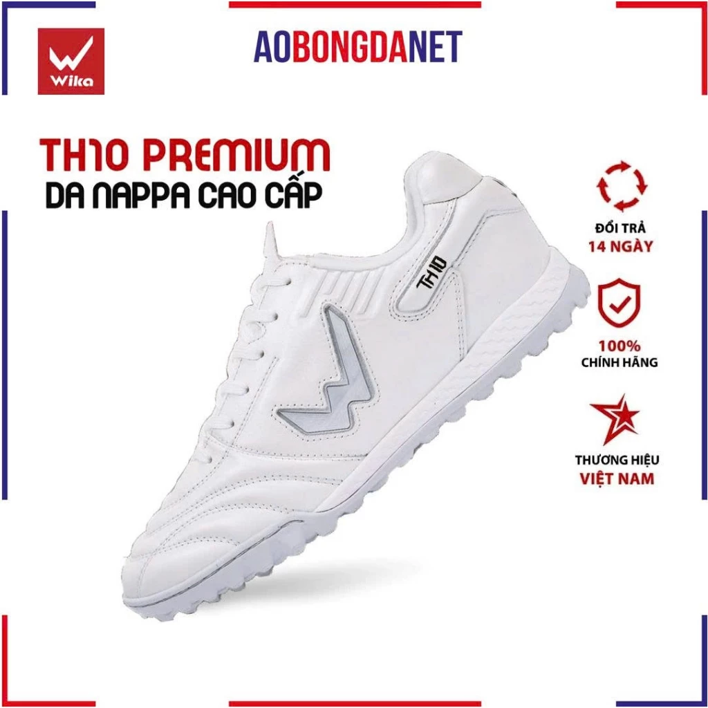Giày Bóng Đá WIKA TH10 | TRẮNG PREMIUM chính hãng, da thật Nappa đột phá,Đệm Lót Eva êm ái