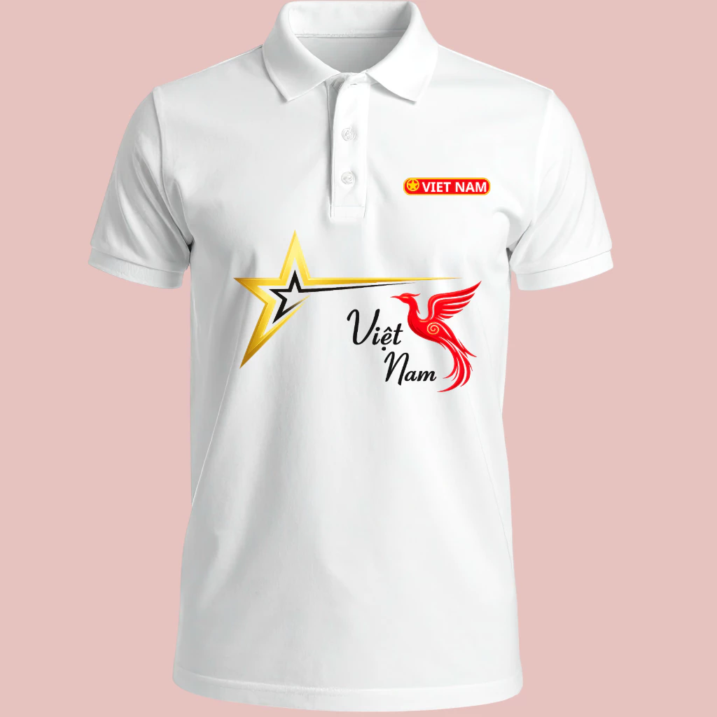 Áo polo Việt Nam - cờ đỏ sao vàng, 30/4-1/5 - màu đỏ, màu trắng, xanh bích, đỏ đô - Viễn Phát Uniform