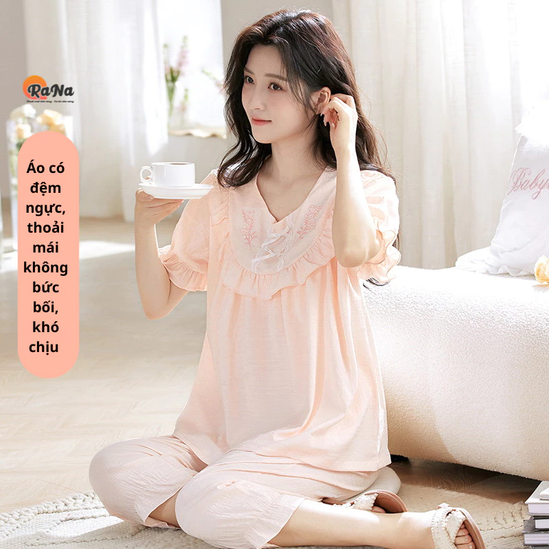 Bộ mặc nhà có đệm ngực RaNa Vải Mây êm ái thư giãn, thoải mái khi mặc