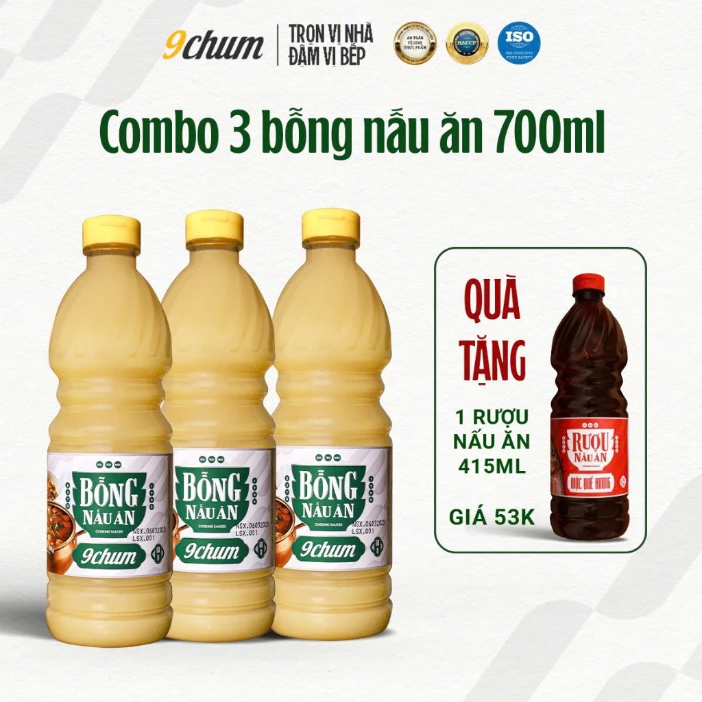 [RẺ NHẤT] 3 giấm bỗng nấu ăn 9chum 700ml - Tặng 1 Gia vị Mộc Quế Hương 415ml