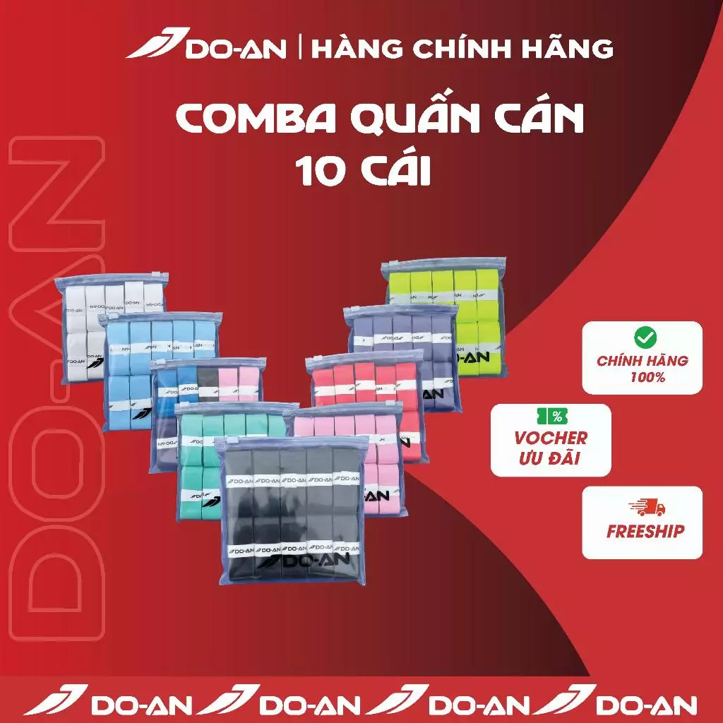 Combo 10 quấn cán vợt cầu lồng, vợt pickleball, mềm mại, bám tay, thấm hút mồ hôi, dày dặn cao cấp-QC-CB10