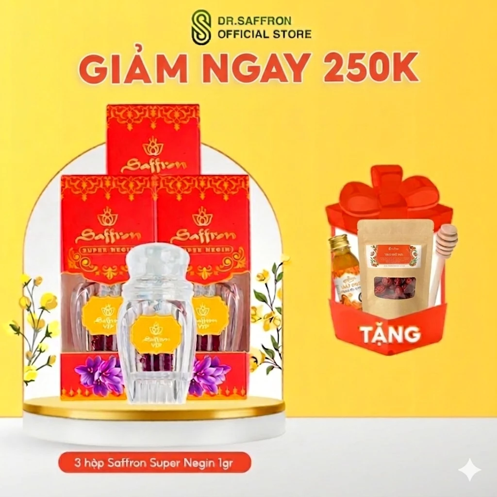 COMBO Nhụy Hoa Nghệ Tây SAFFRON SUPER NEGIN 1Gr x 3 hộp