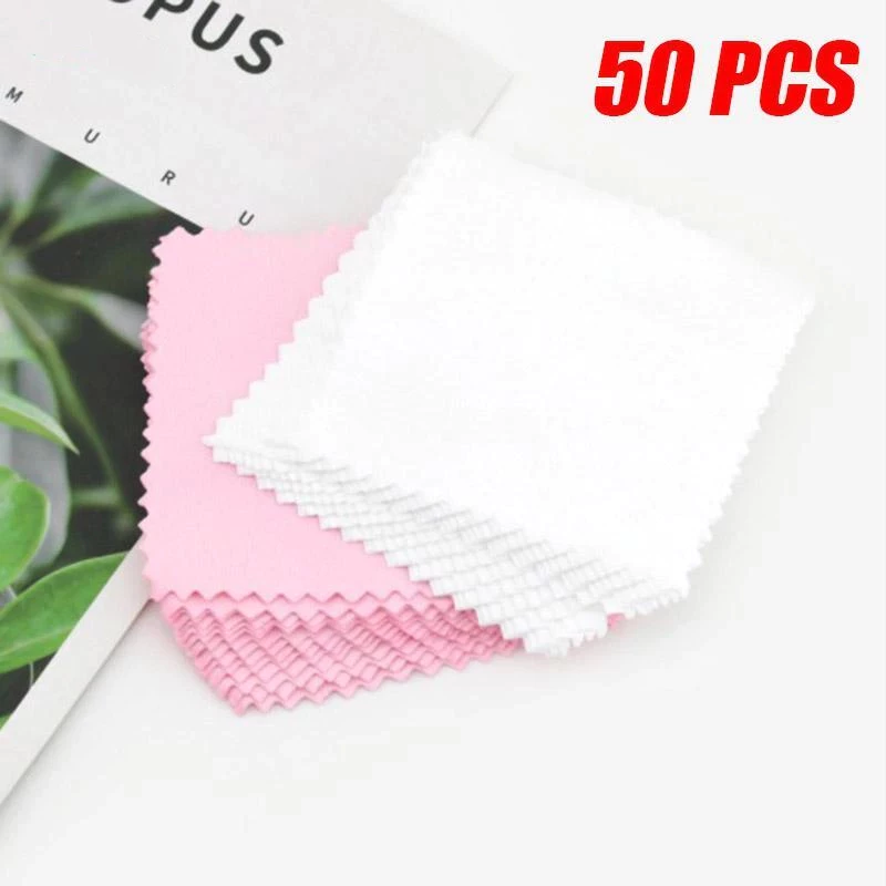Bộ 50 chiếc khăn vải không dệt dùng để lau sạch bụi bẩn trên mắt kính/màn hình điện thoại/máy tính tiện dụng