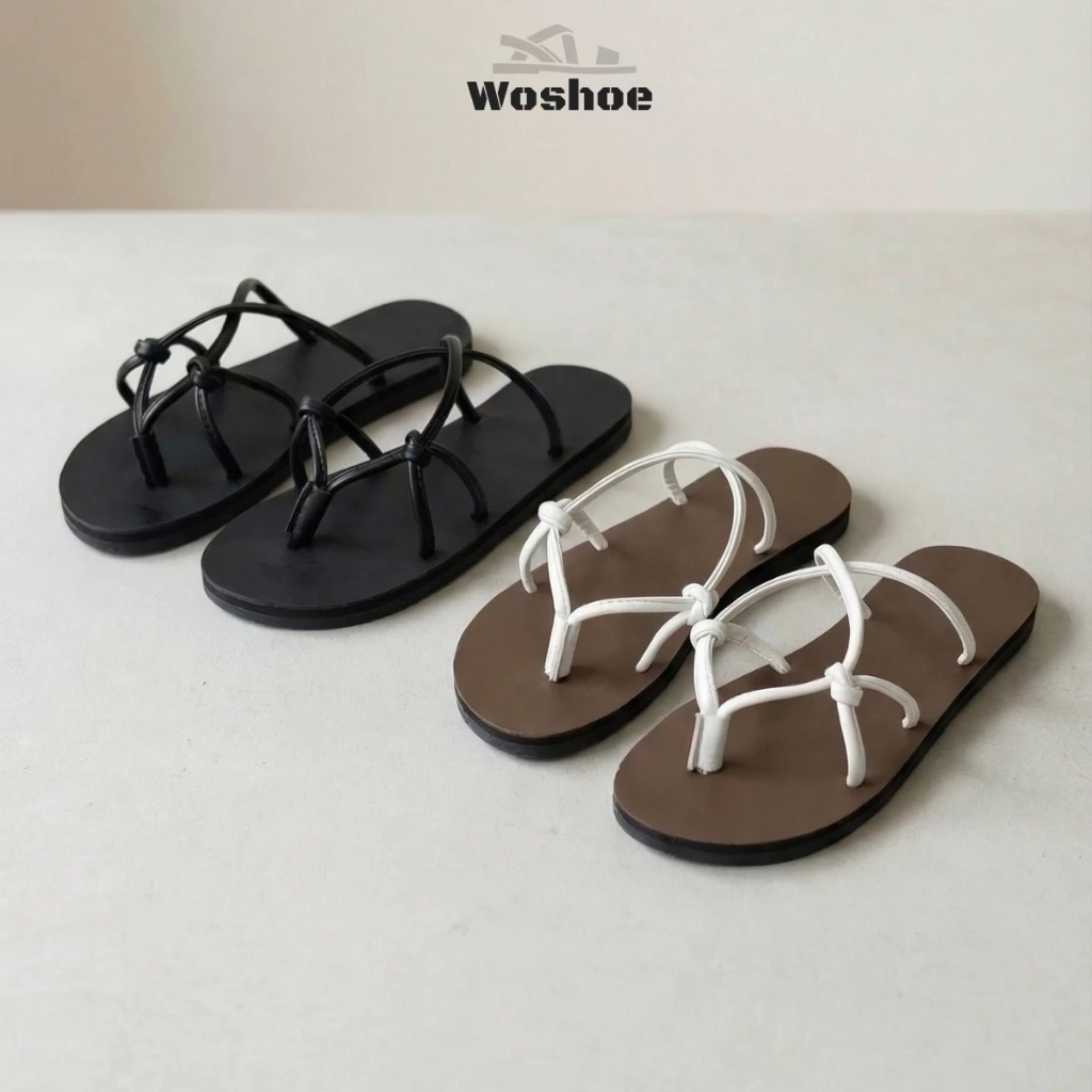 Dép đi biển WOSHOE sandal đi biển quai mảnh đế 1.5 cm unisex nam nữ ( kẹp chẻ nút)
