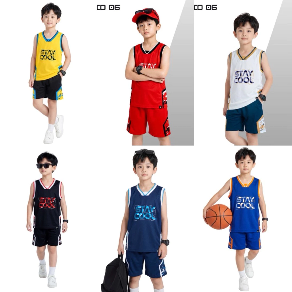 Bộ quần áo thể thao ba lỗ cho bé, bộ bóng rổ trẻ em cho bé siêu cute thoáng mát cho ngày hè