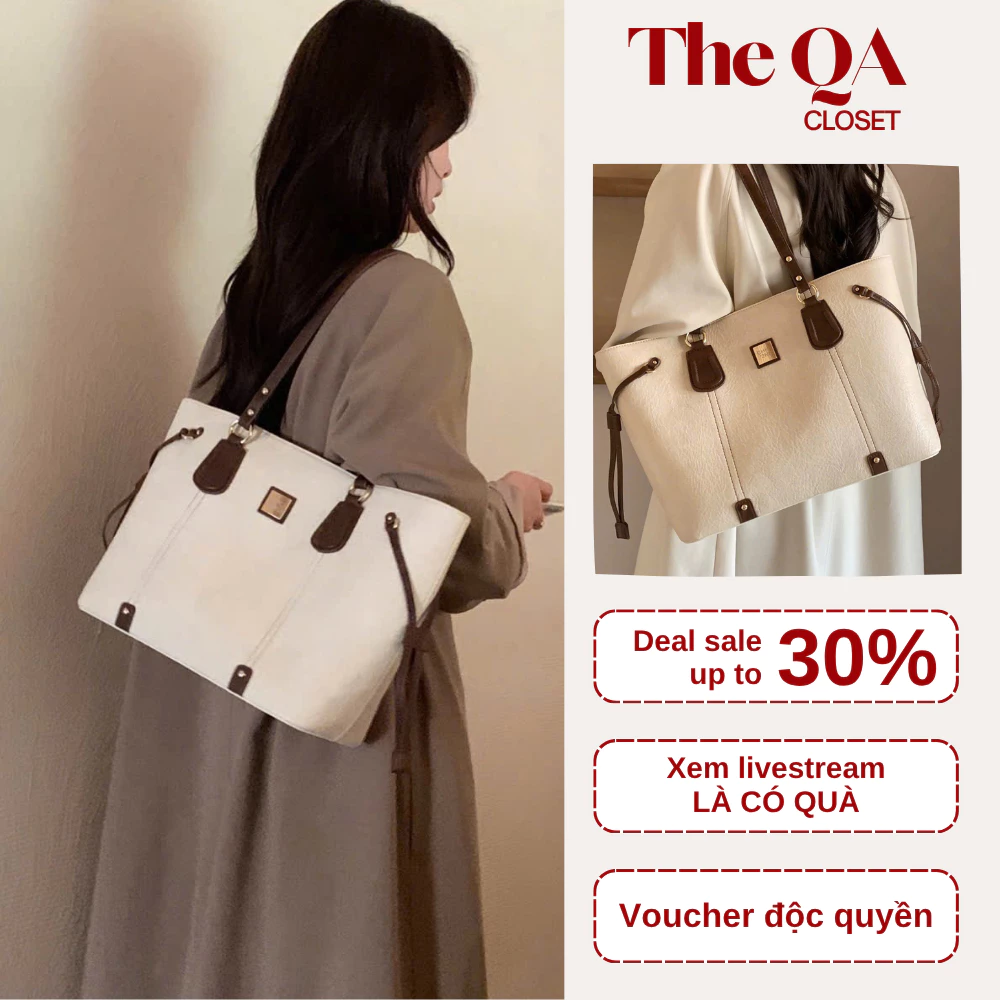 [VOUCHER 30K] Túi Tote Nữ, Túi Xách Nữ Công Sở Size Lớn Đựng A4, Da PU Cao Cấp Phối Màu Hàn Quốc