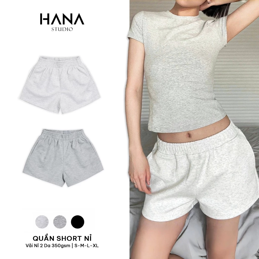 Quần Đùi Nữ Nỉ 2 Da Dáng Chứ A Dày Dặn - Quần Shorts Nữ Ống Rộng Cạp Cao Tôn Dáng Thể Thao Năng Động